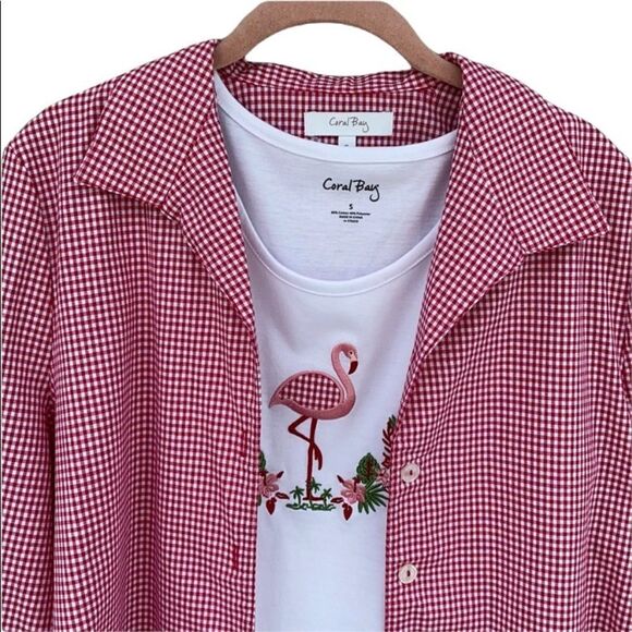 Flamingo 2 Piece Coral Bay Sz S 2 Flamingo Tank And Button Down NWT - Picture 5 of 16